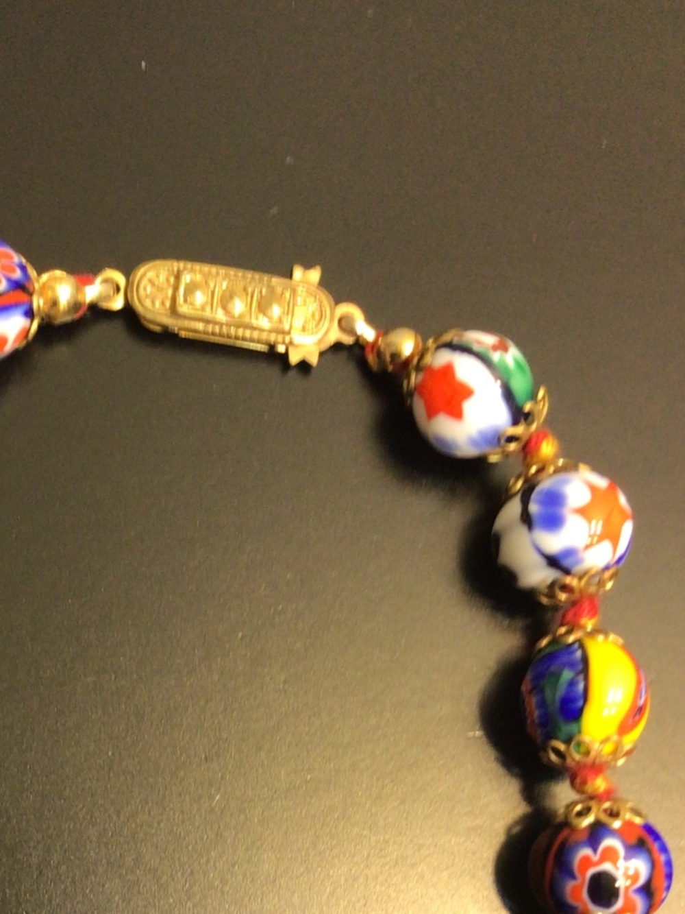 Vintage Multi-Colored Venetian Murano Millefiori Glass Beads Bracelet - Picture 3 of 14